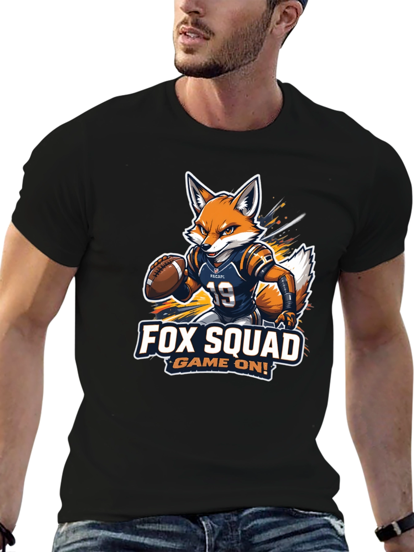 Fox Squad Football Game On! Black T-Shirt