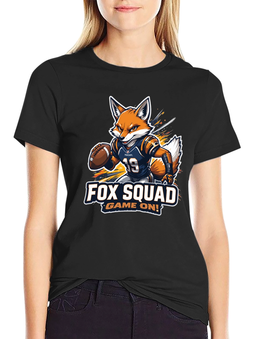 Fox Squad Football Game On! Black T-Shirt