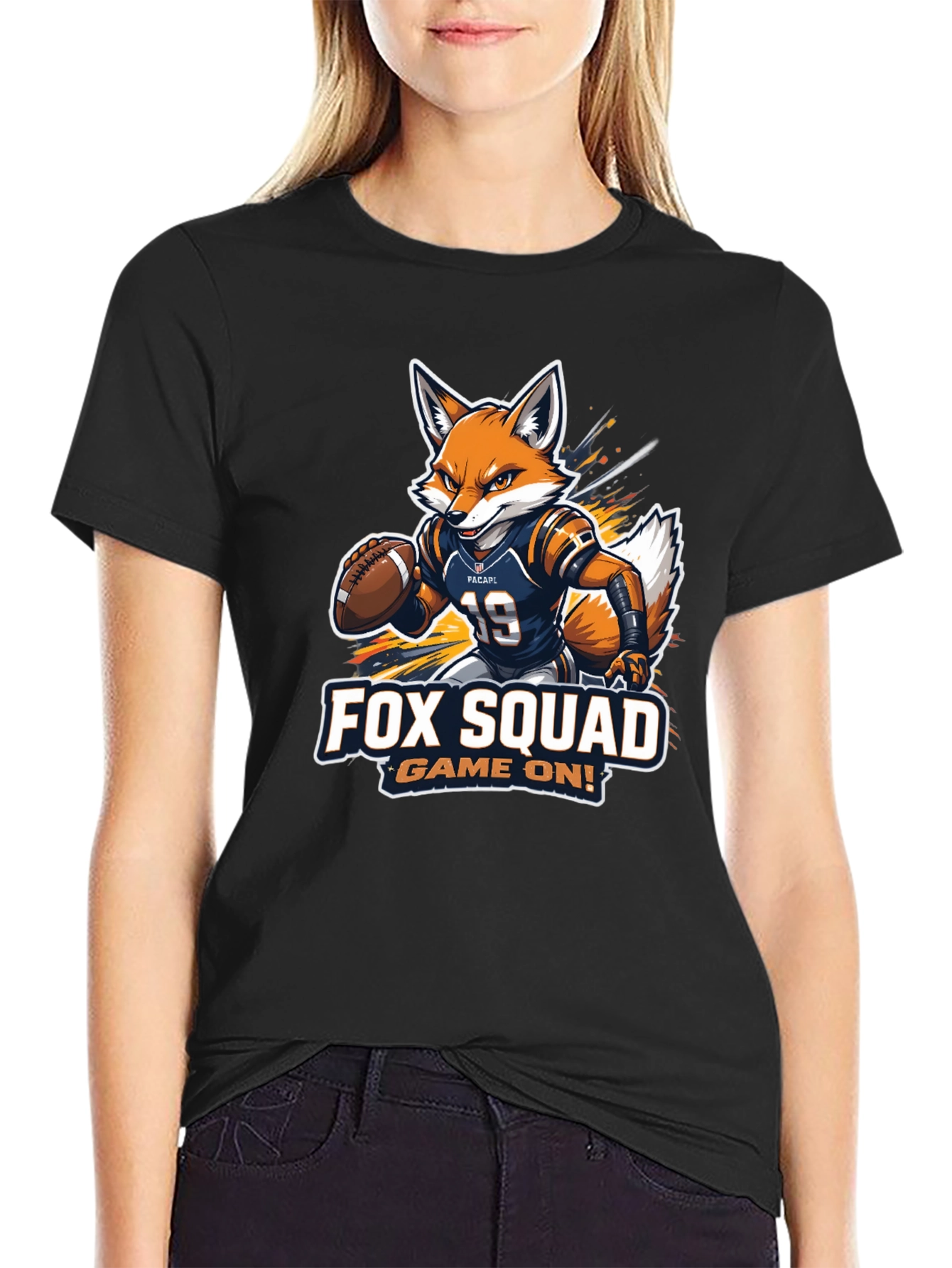 Fox Squad Football Game On! Black T-Shirt