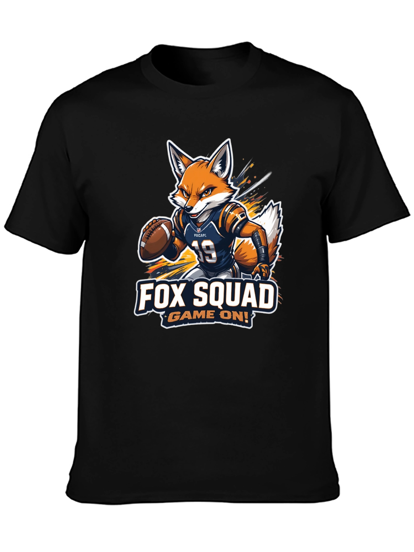 Fox Squad Football Game On! Black T-Shirt