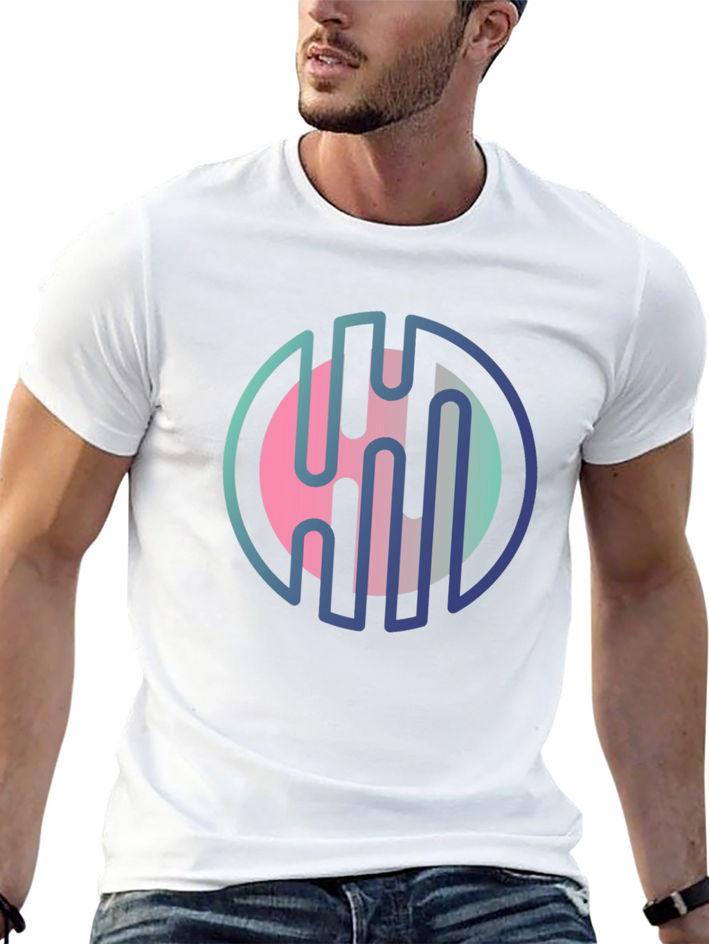 Modern Abstract Graphic Print Black T-Shirt