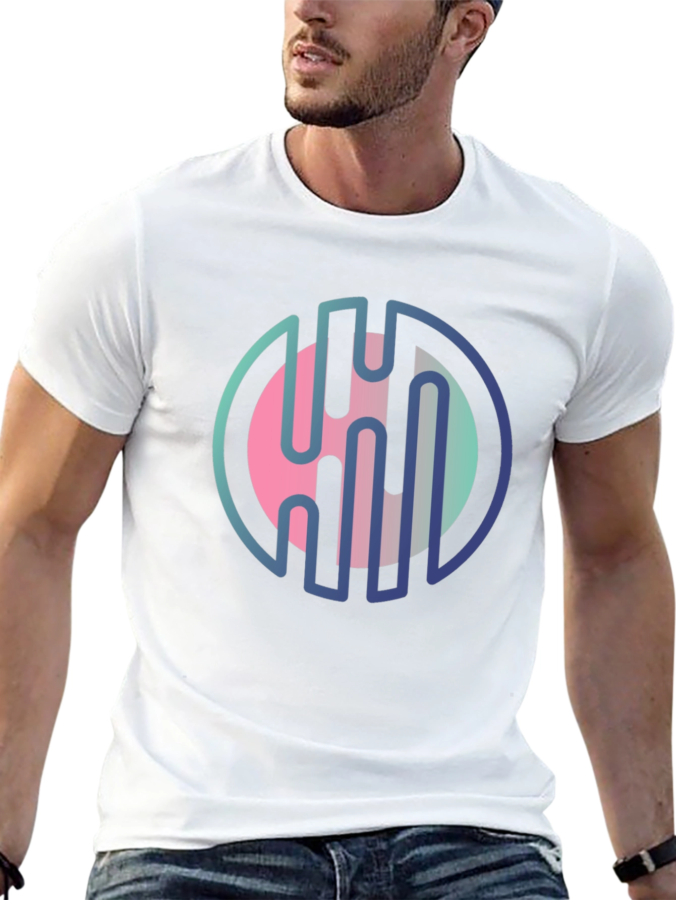 Modern Abstract Graphic Print Black T-Shirt