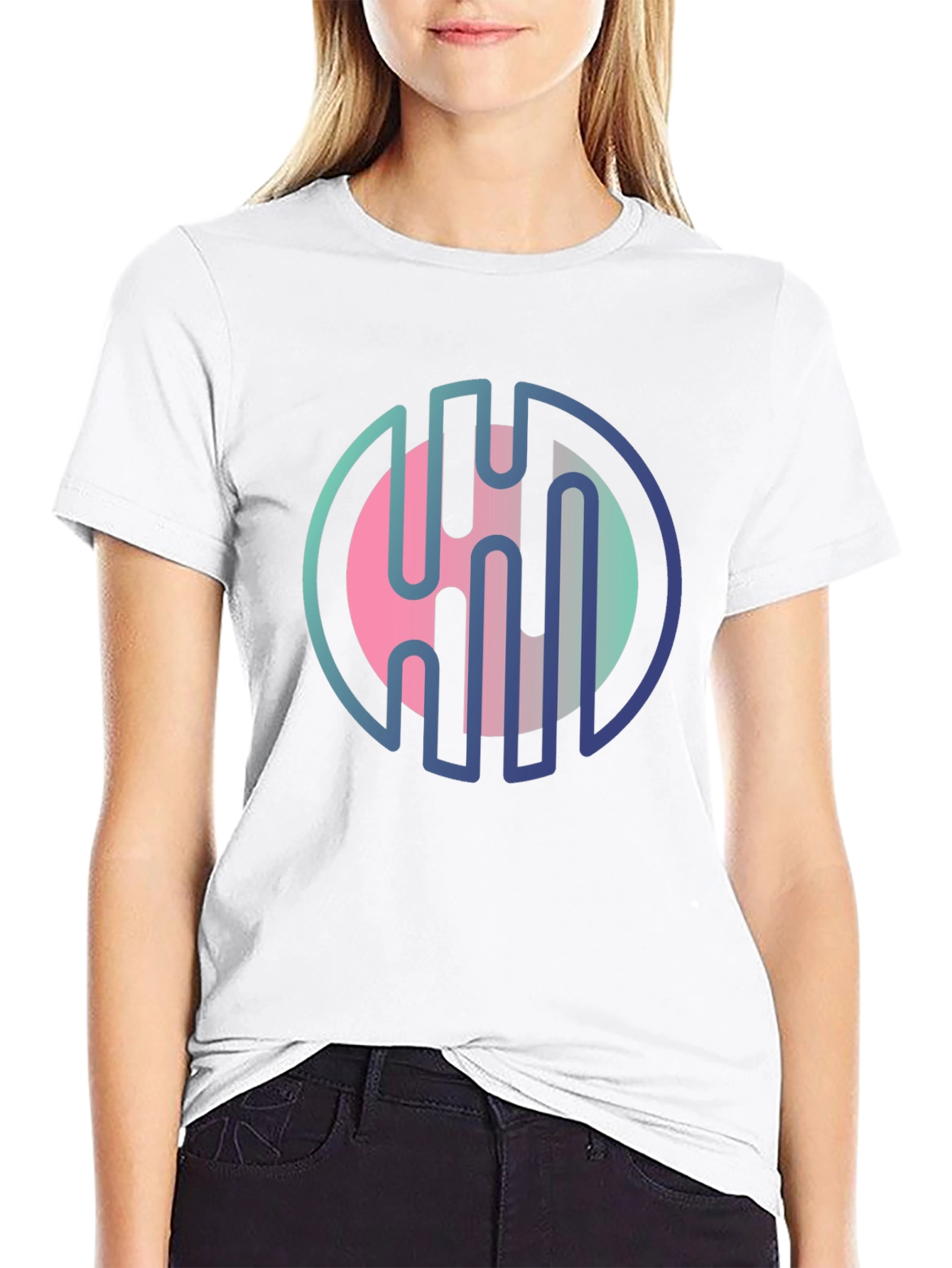 Modern Abstract Graphic Print Black T-Shirt