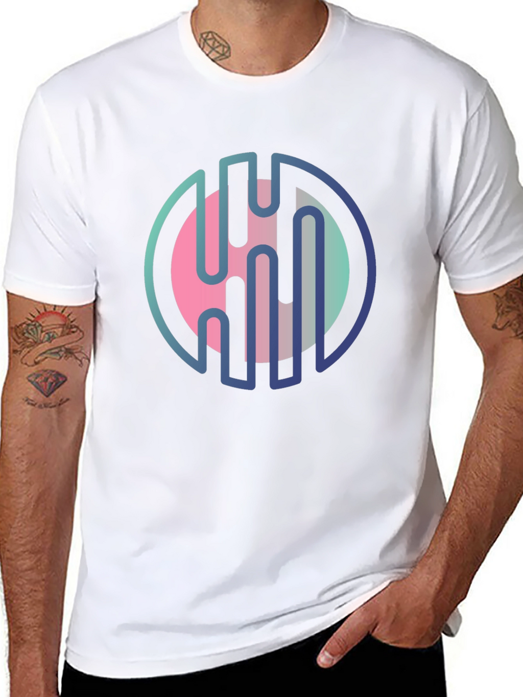 Modern Abstract Graphic Print Black T-Shirt
