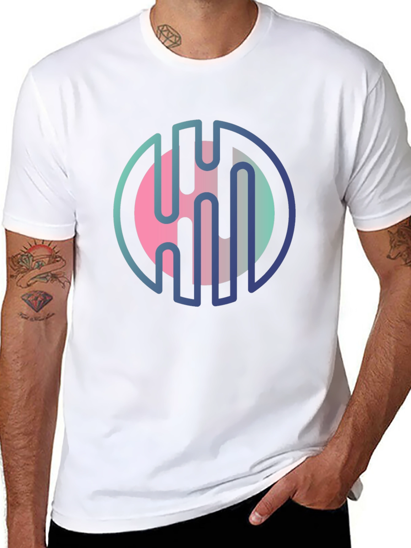 Modern Abstract Graphic Print Black T-Shirt