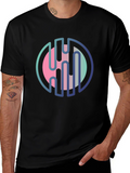 Modern Abstract Graphic Print Black T-Shirt