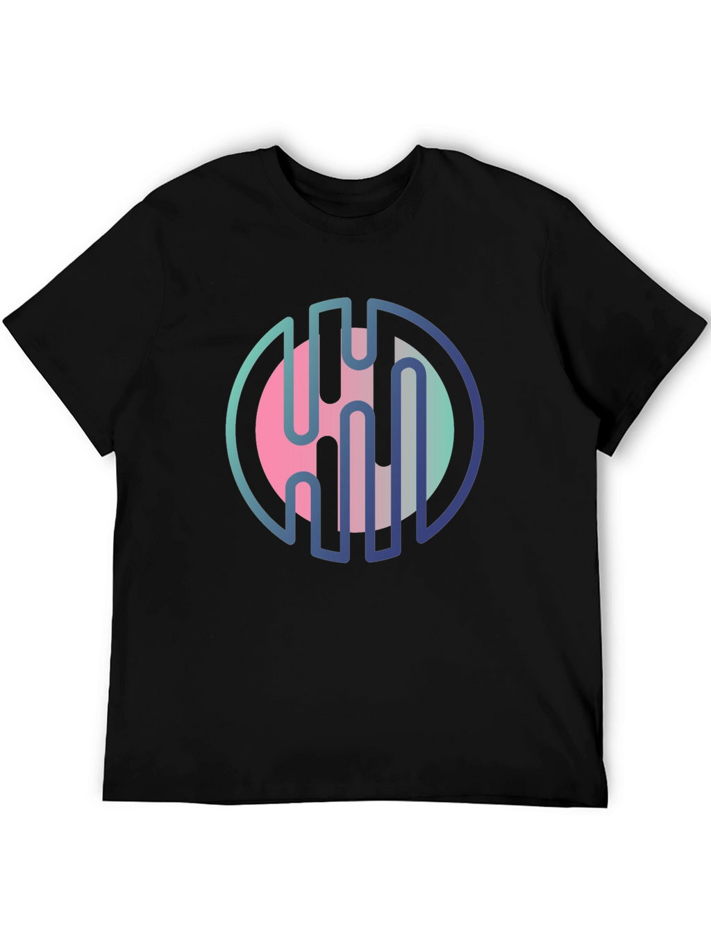 Modern Abstract Graphic Print Black T-Shirt