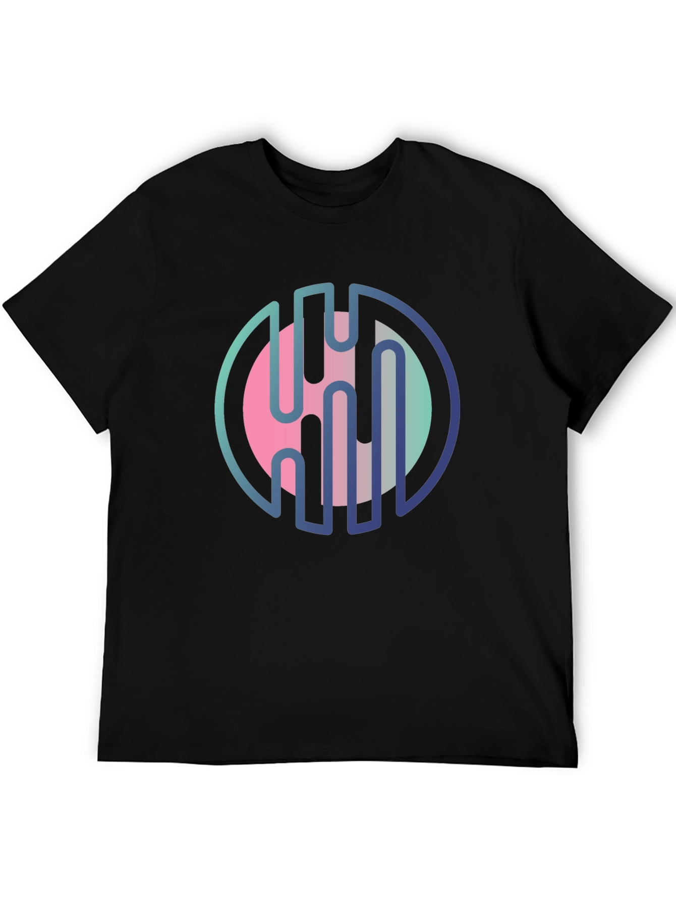 Modern Abstract Graphic Print Black T-Shirt