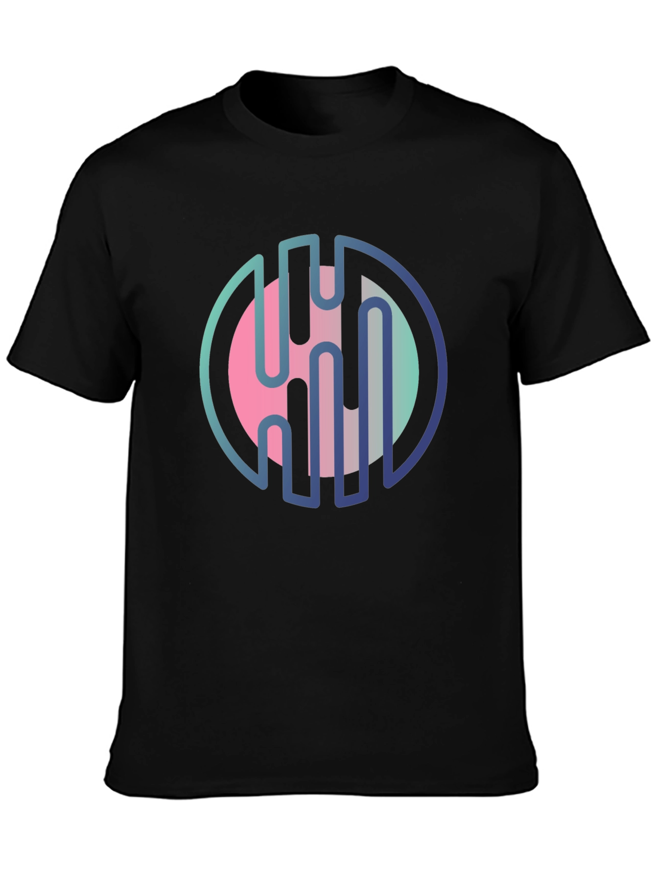 Modern Abstract Graphic Print Black T-Shirt