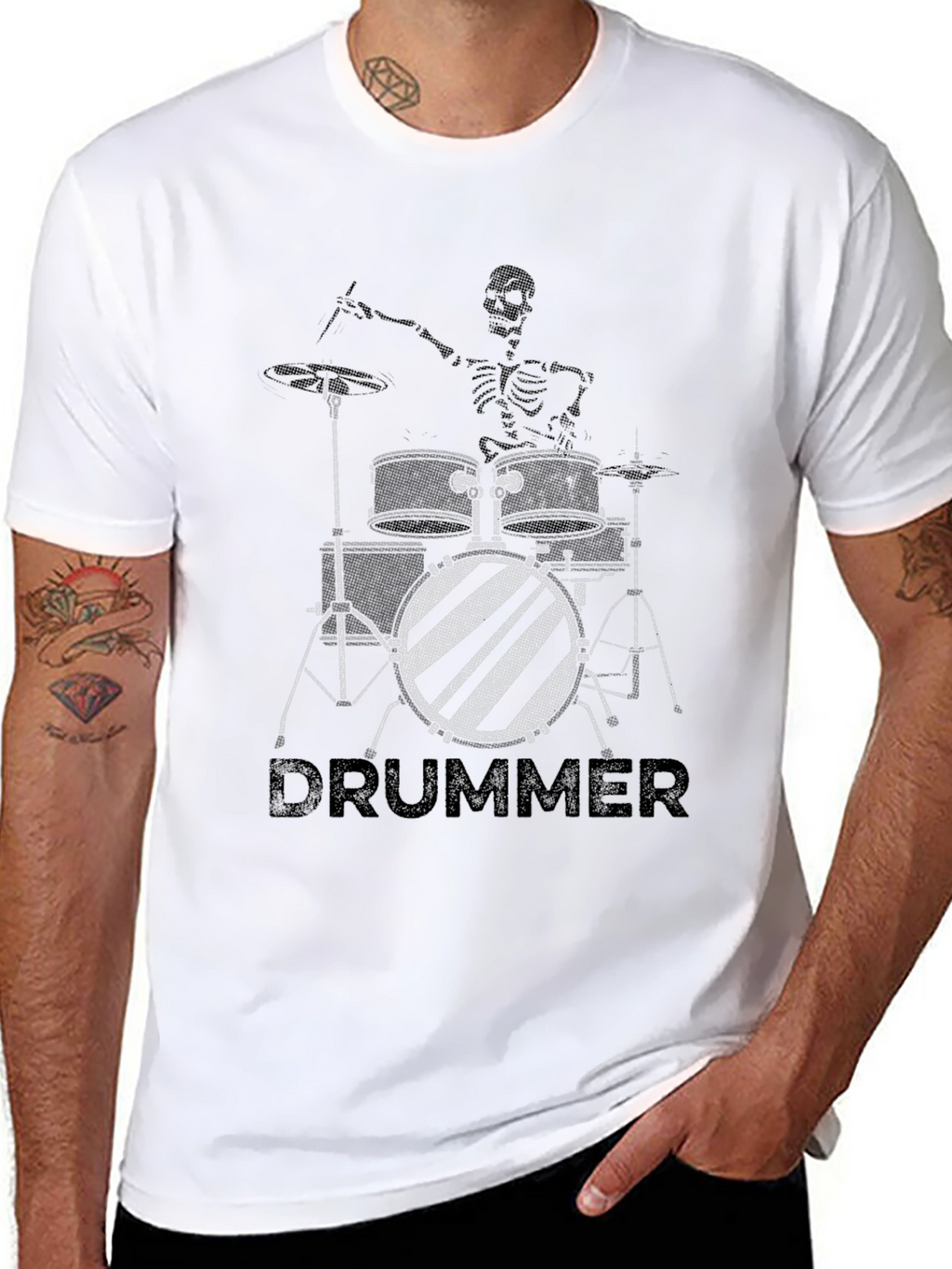 Skeleton Drummer Black T-Shirt