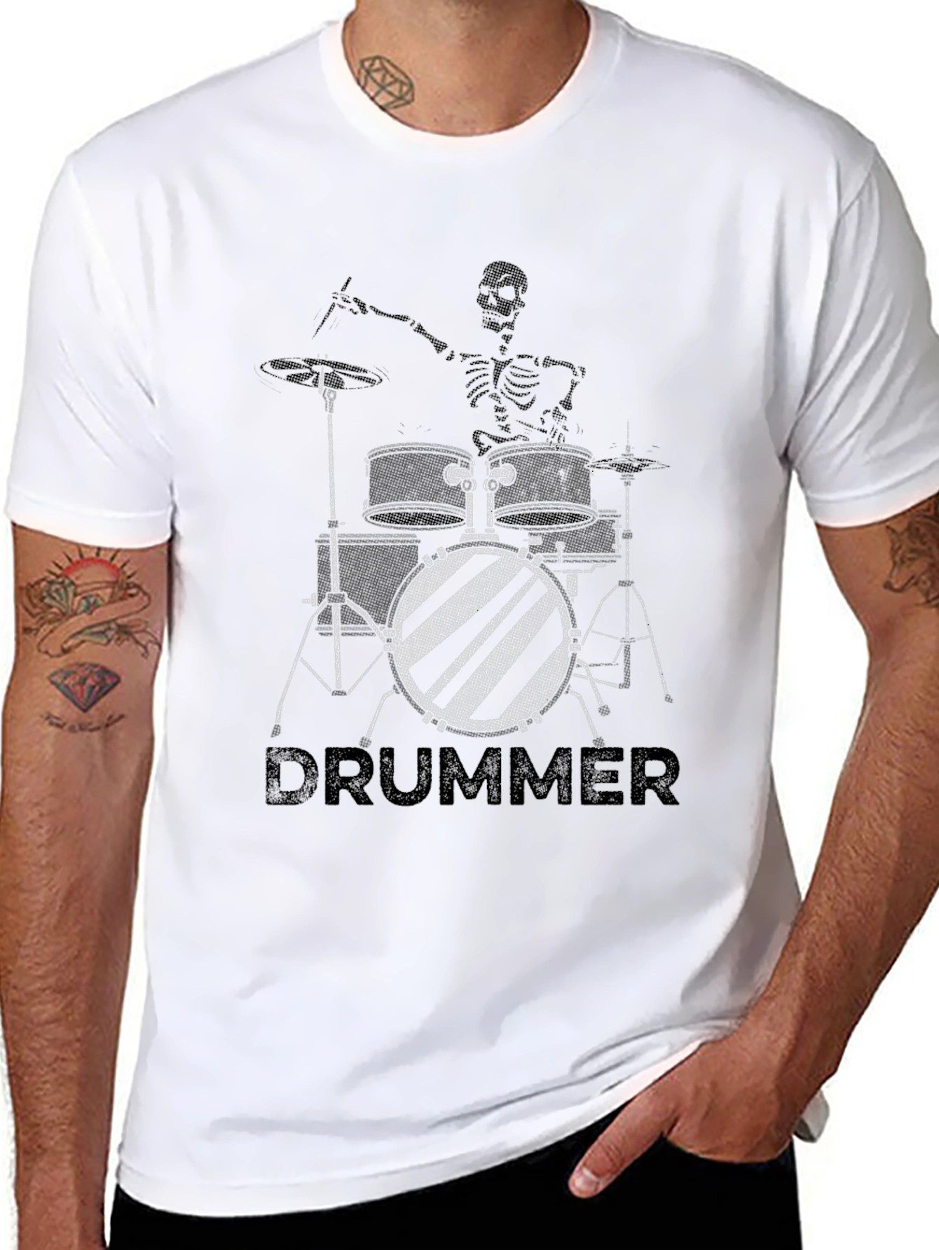 Skeleton Drummer Black T-Shirt