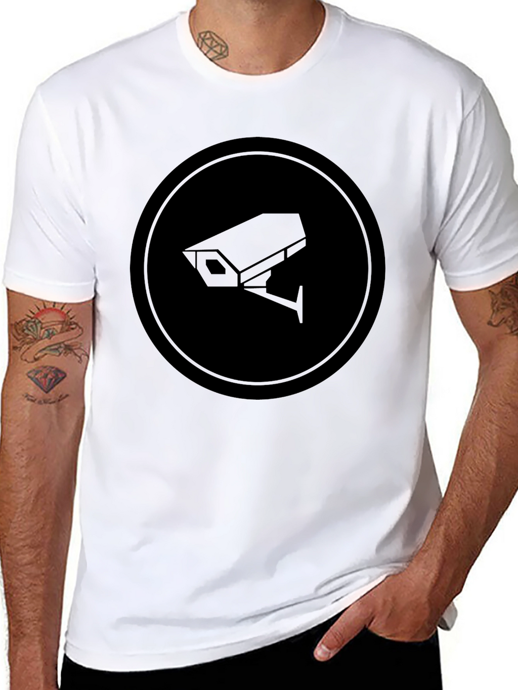 Surveillance Camera Graphic Tee - Modern Black T-Shirt