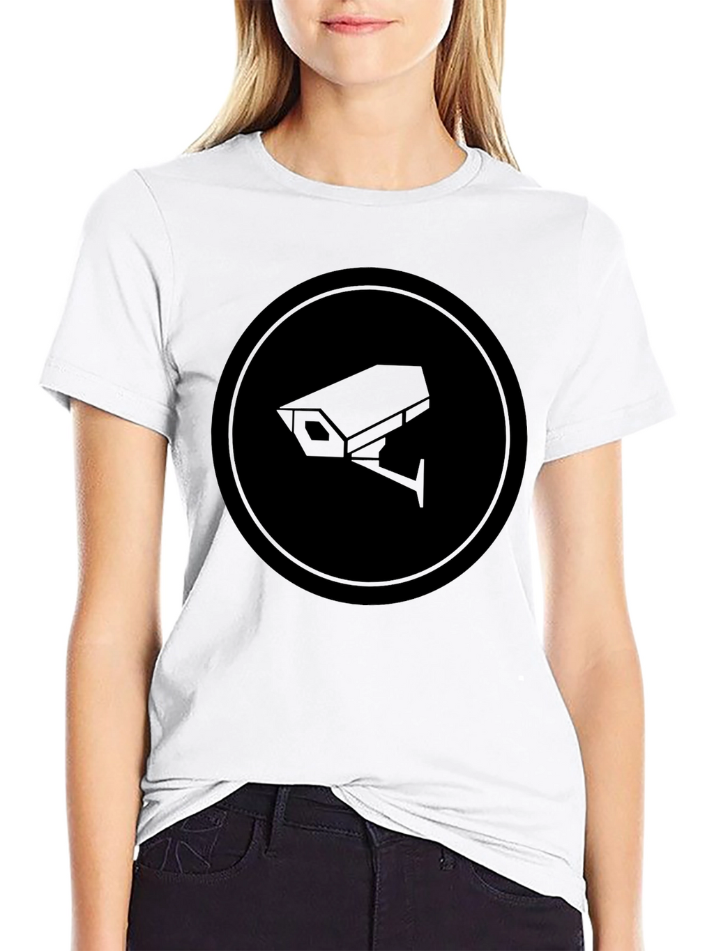 Surveillance Camera Graphic Tee - Modern Black T-Shirt