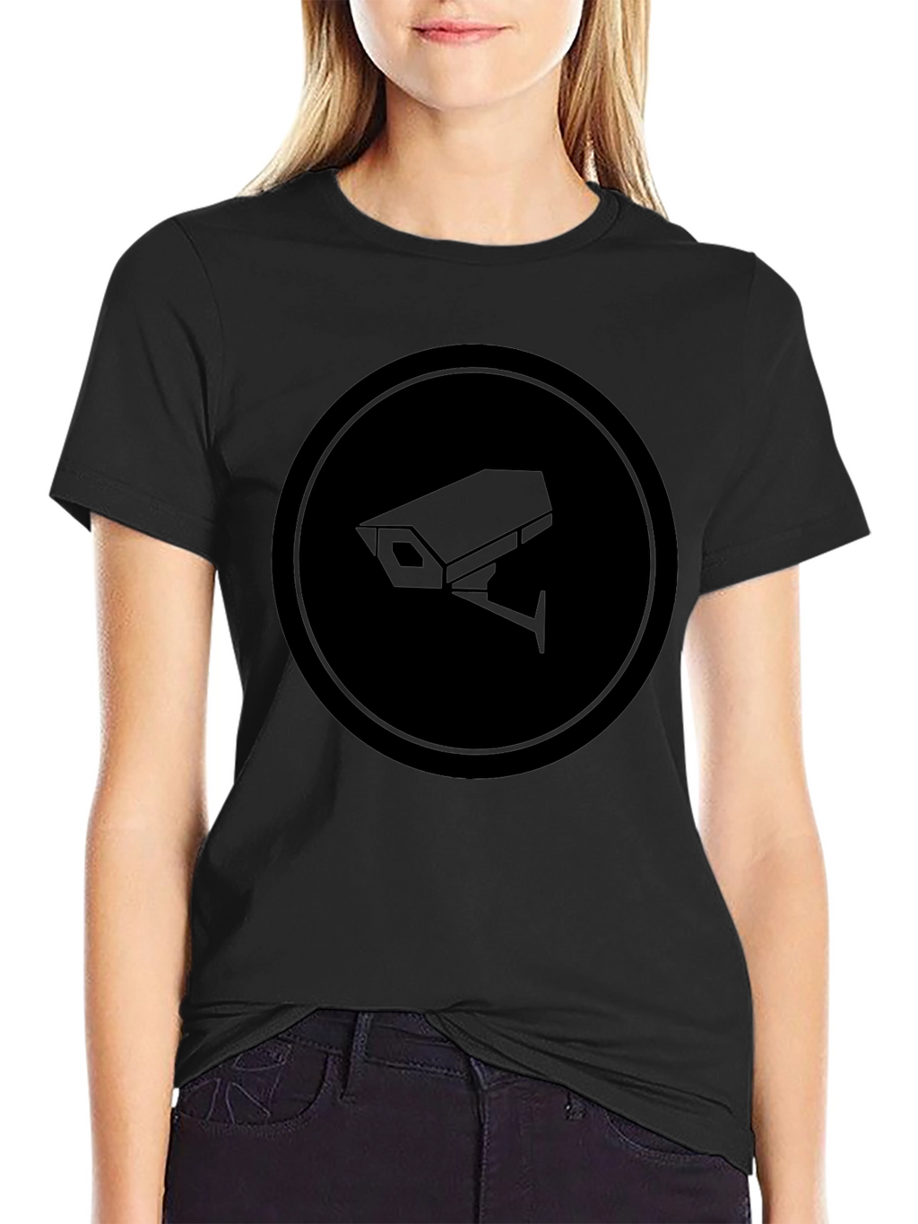 Surveillance Camera Graphic Tee - Modern Black T-Shirt