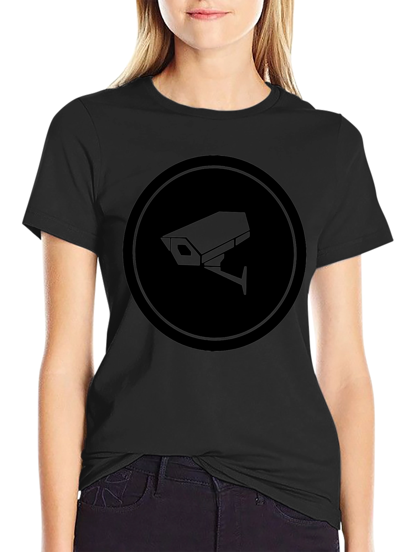 Surveillance Camera Graphic Tee - Modern Black T-Shirt