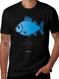 Fish Graphic Tee - Cool Black Cotton T-Shirt
