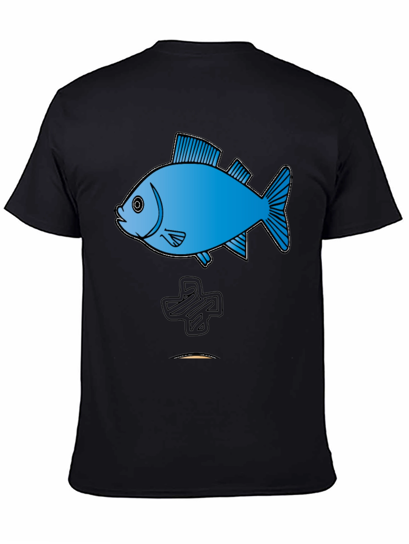 Fish Graphic Tee - Cool Black Cotton T-Shirt