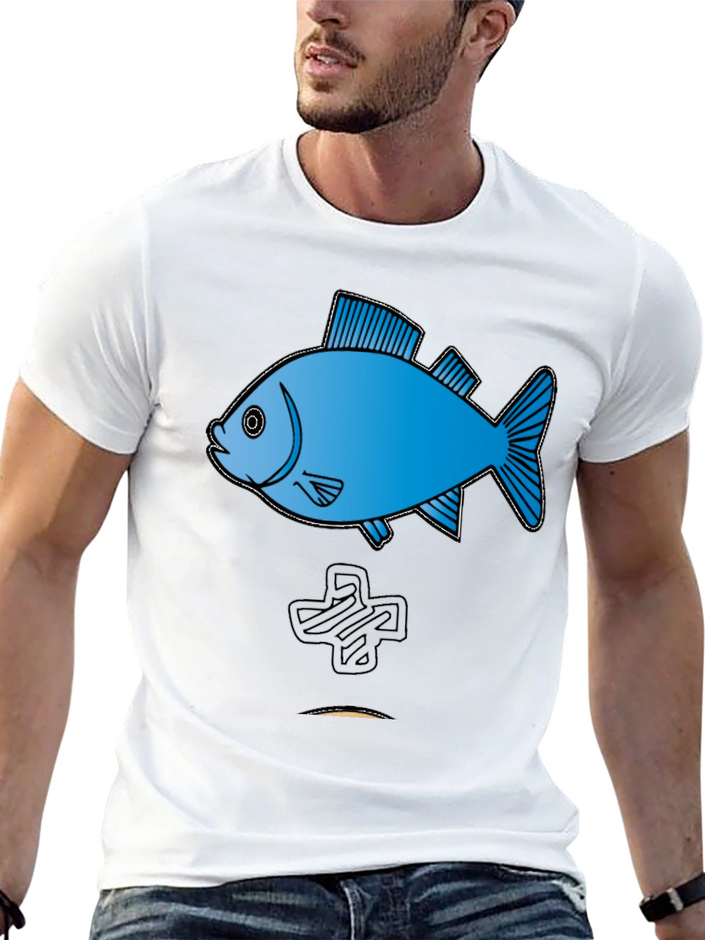 Fish Graphic Tee - Cool Black Cotton T-Shirt