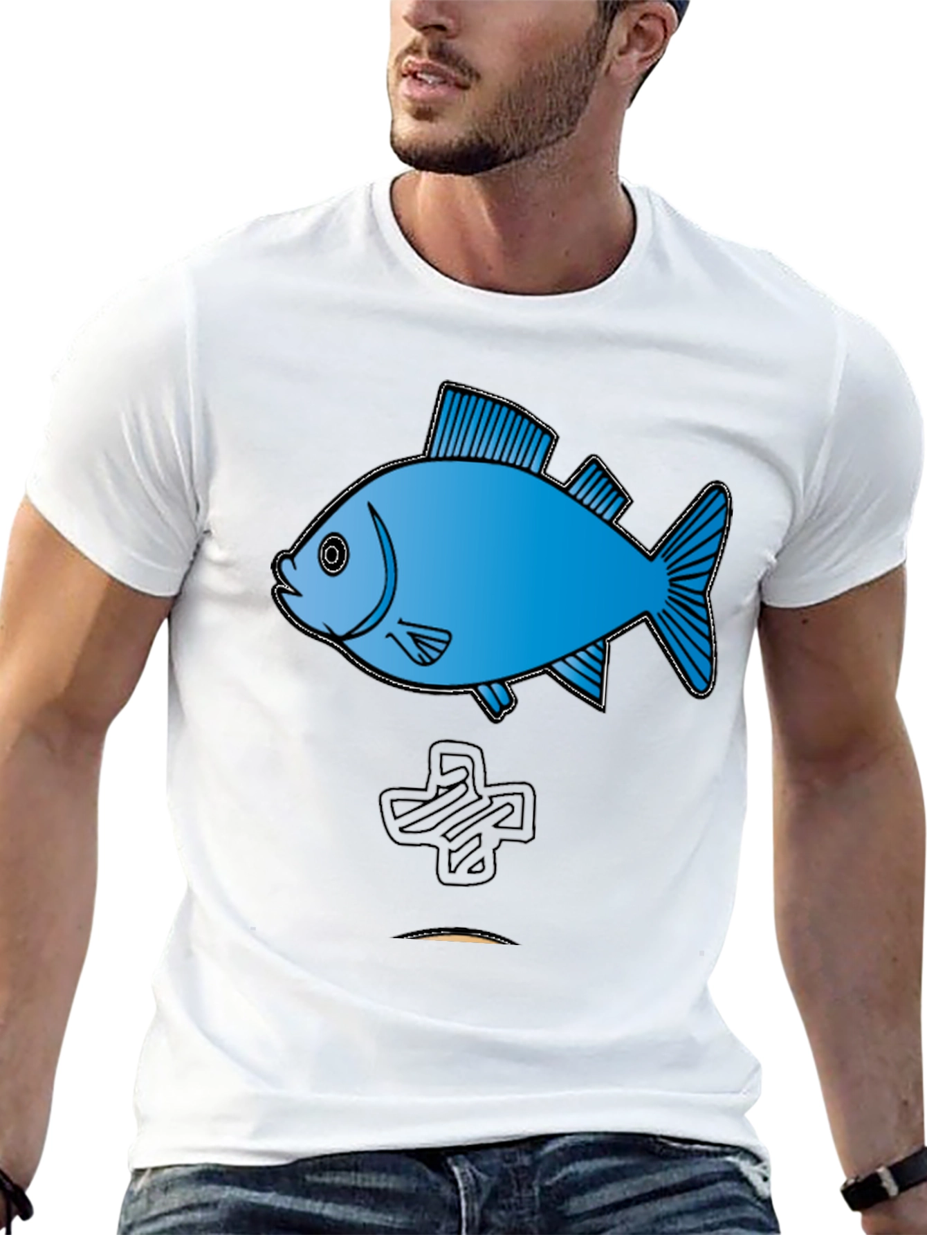Fish Graphic Tee - Cool Black Cotton T-Shirt