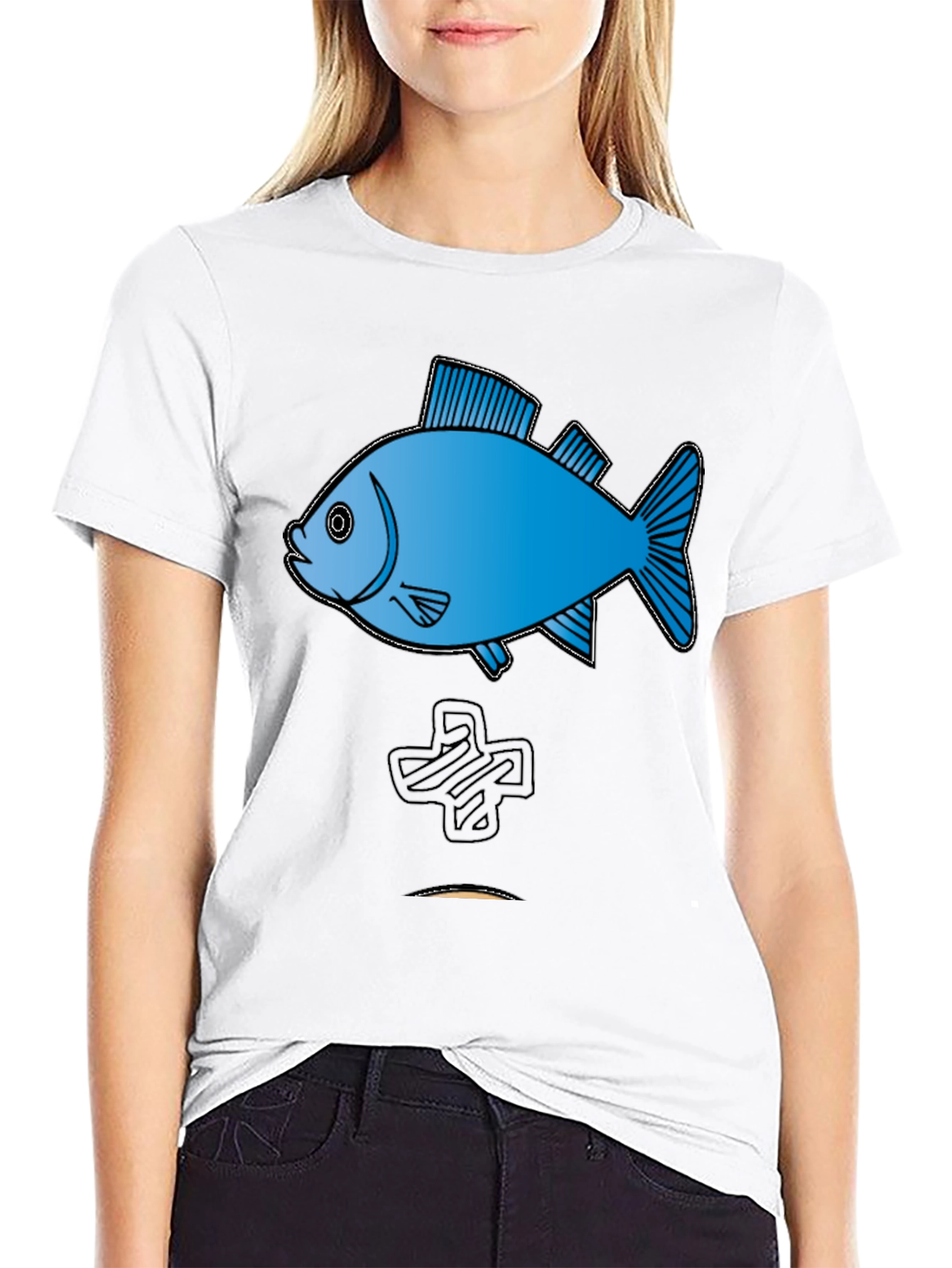Fish Graphic Tee - Cool Black Cotton T-Shirt