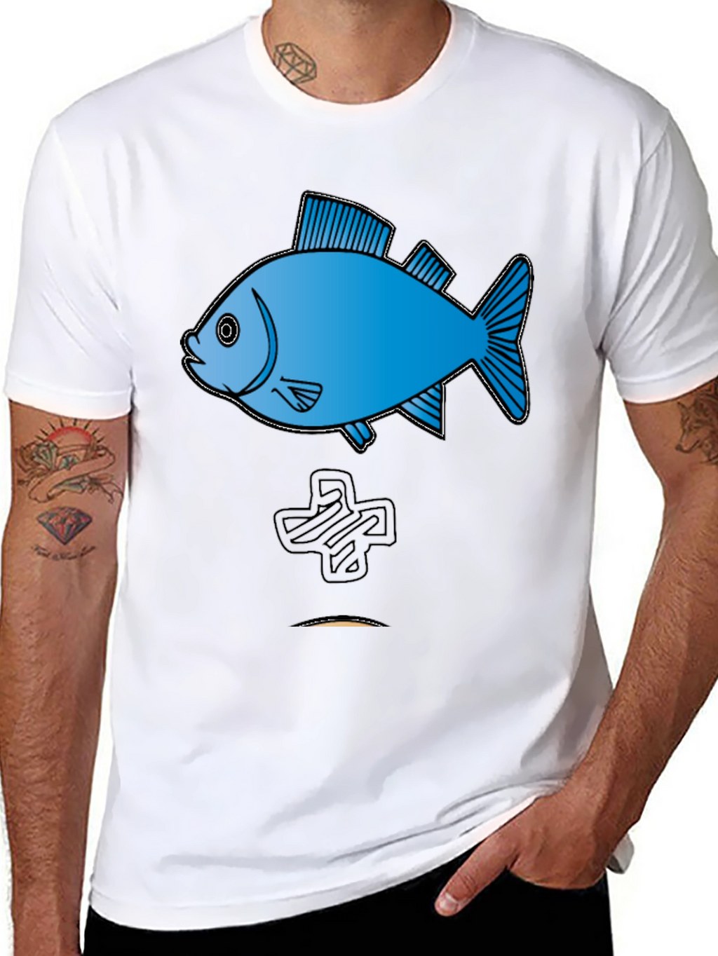 Fish Graphic Tee - Cool Black Cotton T-Shirt