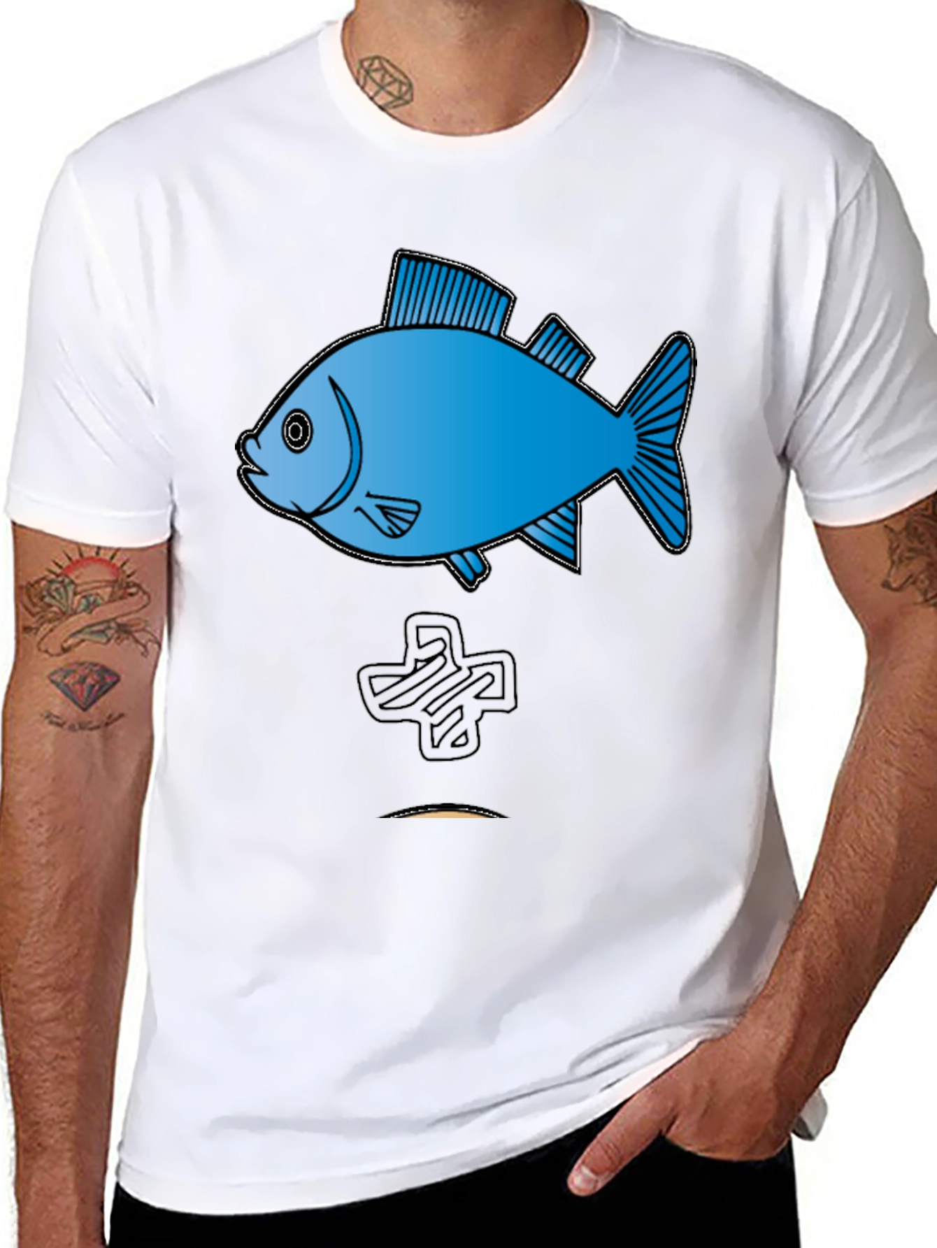 Fish Graphic Tee - Cool Black Cotton T-Shirt