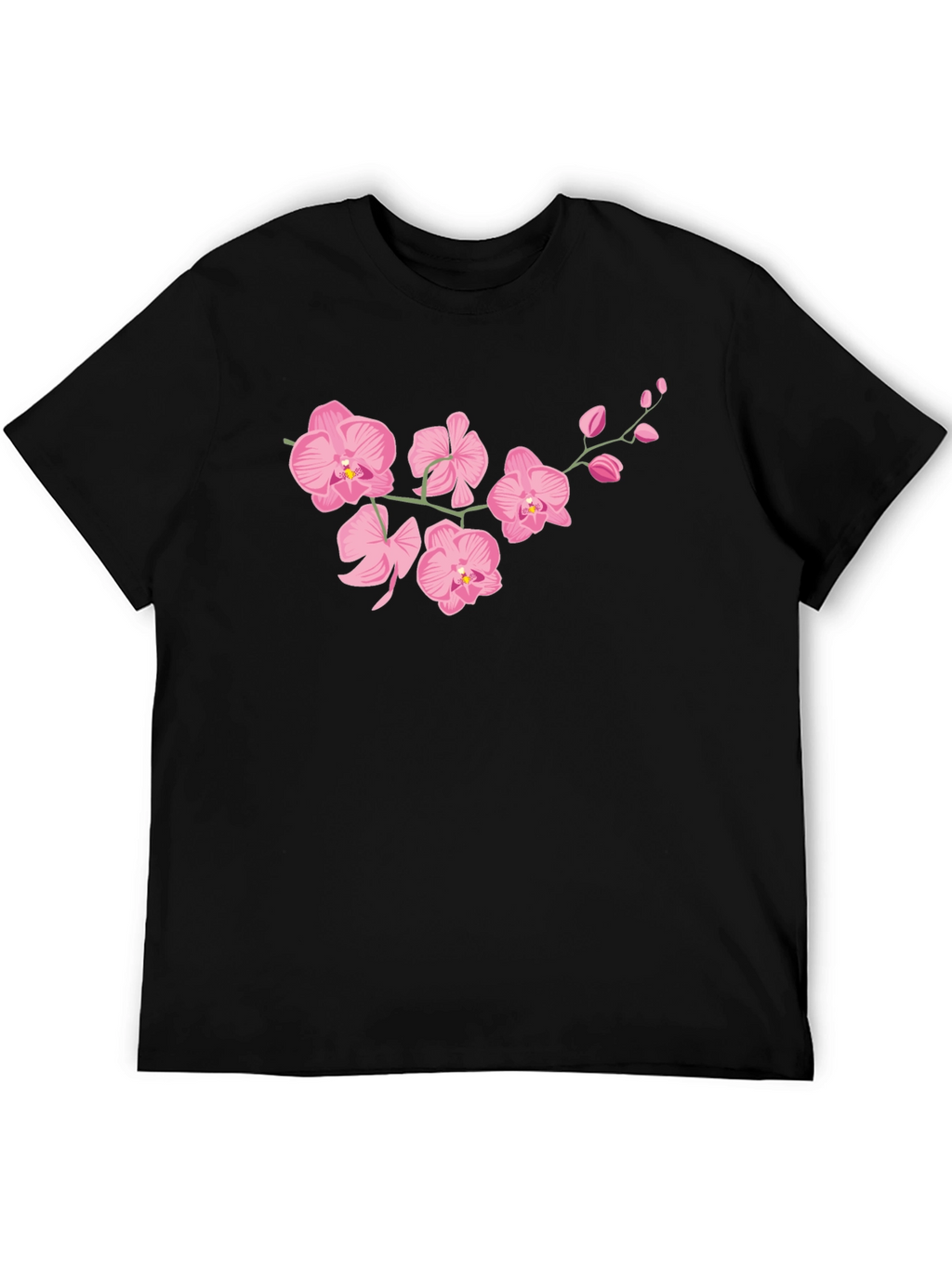 Pink Orchid Black T-Shirt
