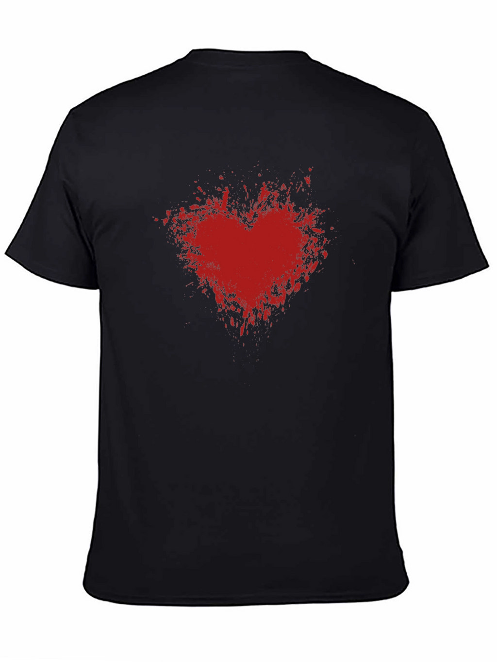 Red Heart Splash Graphic Tee - Black Cotton T-Shirt