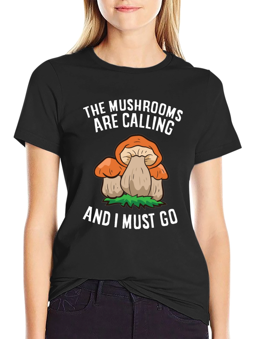 Mushroom Calling Tee - Nature Lovers Black T-Shirt