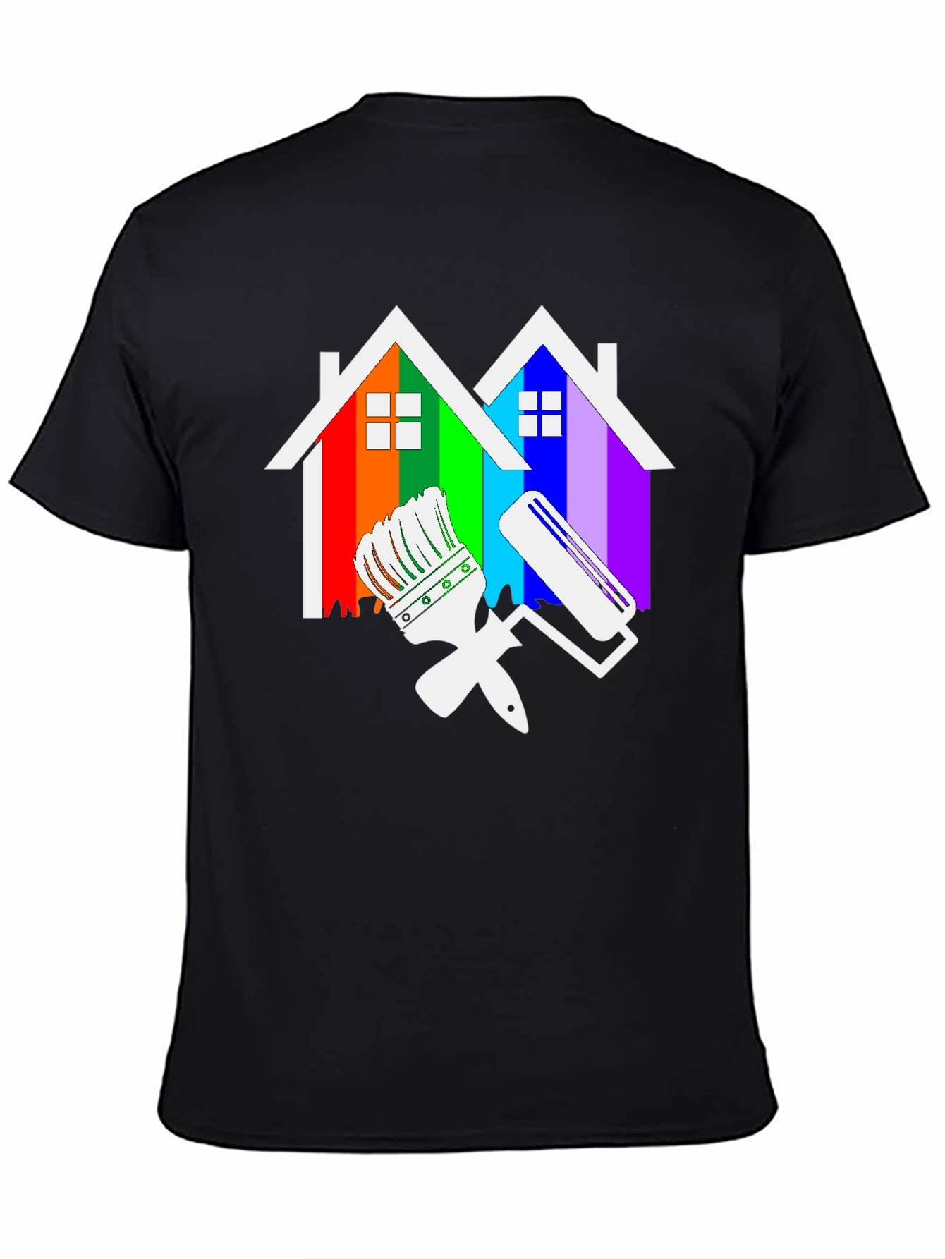 Colorful Houses Paint Tools Black T-Shirt