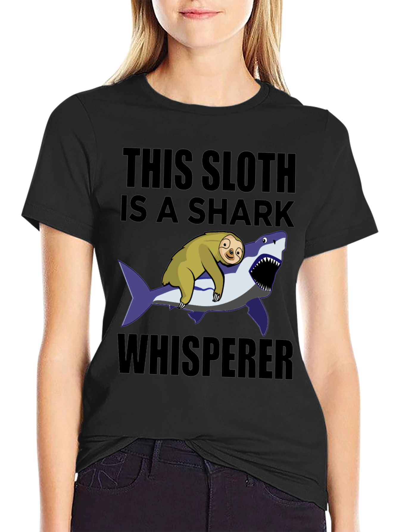 Sloth Shark Whisperer Graphic T-Shirt