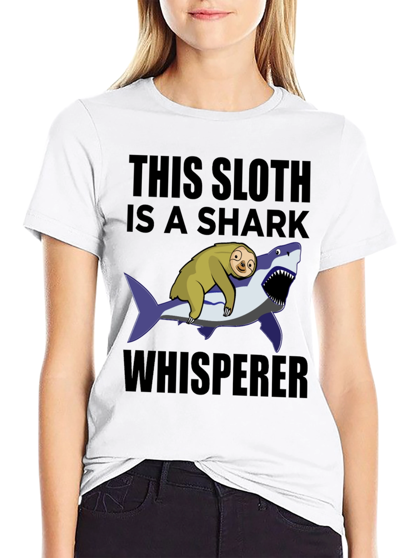 Sloth Shark Whisperer Graphic T-Shirt