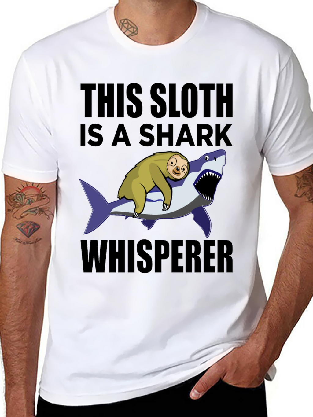 Sloth Shark Whisperer Graphic T-Shirt