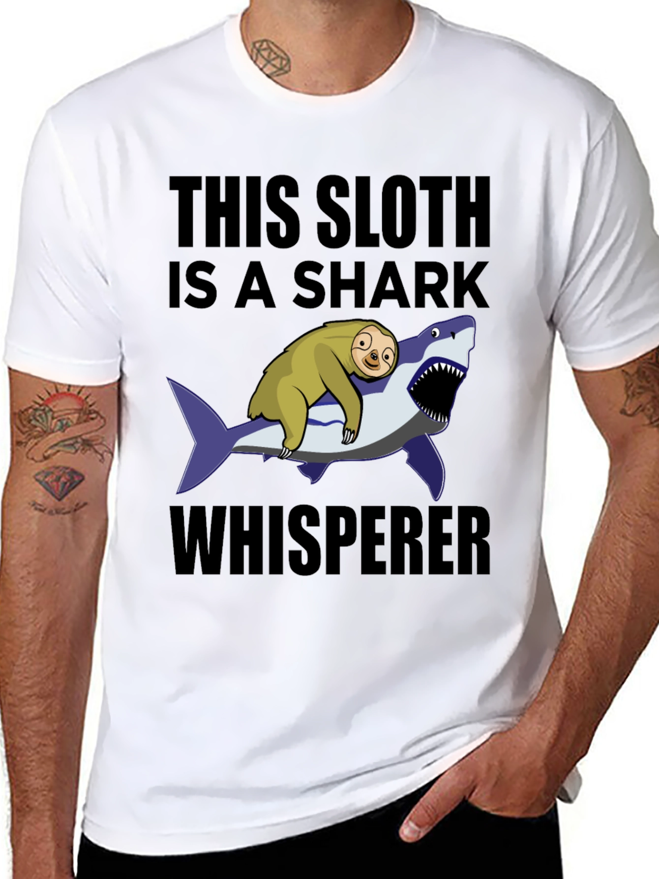 Sloth Shark Whisperer Graphic T-Shirt