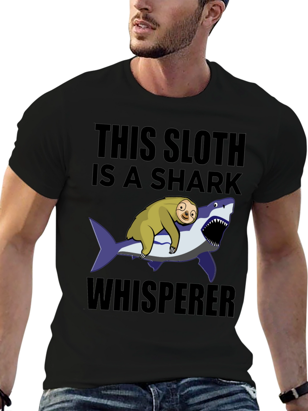 Sloth Shark Whisperer Graphic T-Shirt
