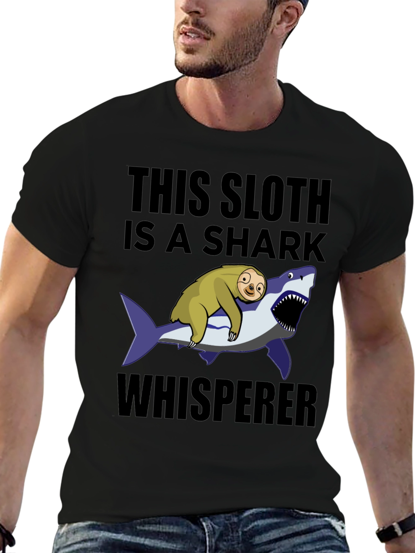 Sloth Shark Whisperer Graphic T-Shirt
