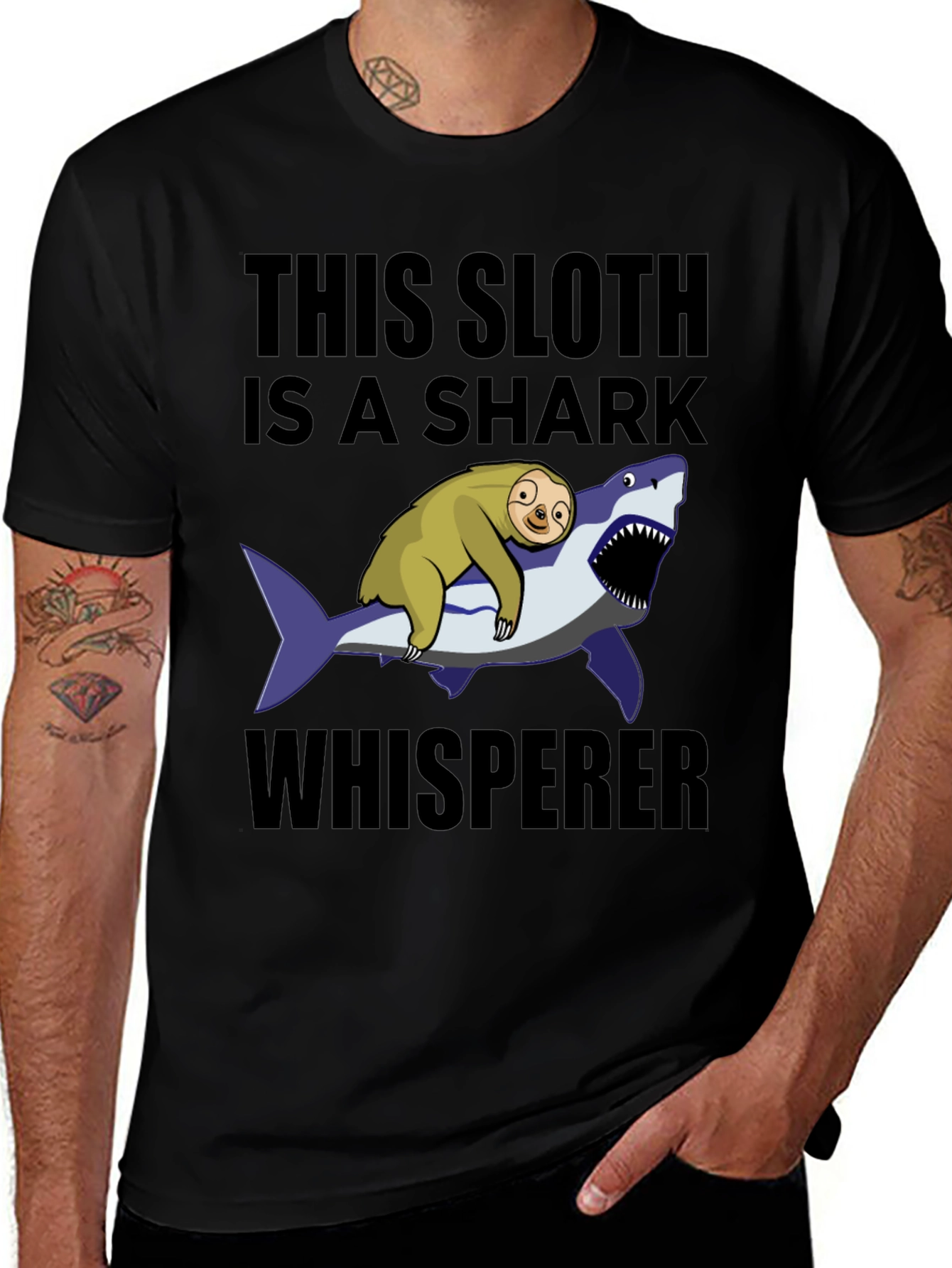 Sloth Shark Whisperer Graphic T-Shirt