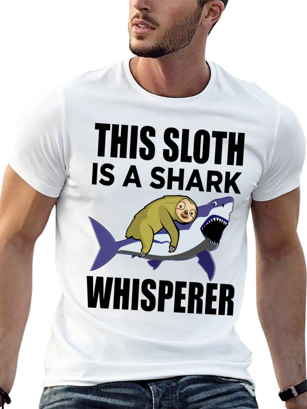 Sloth Shark Whisperer Graphic T-Shirt