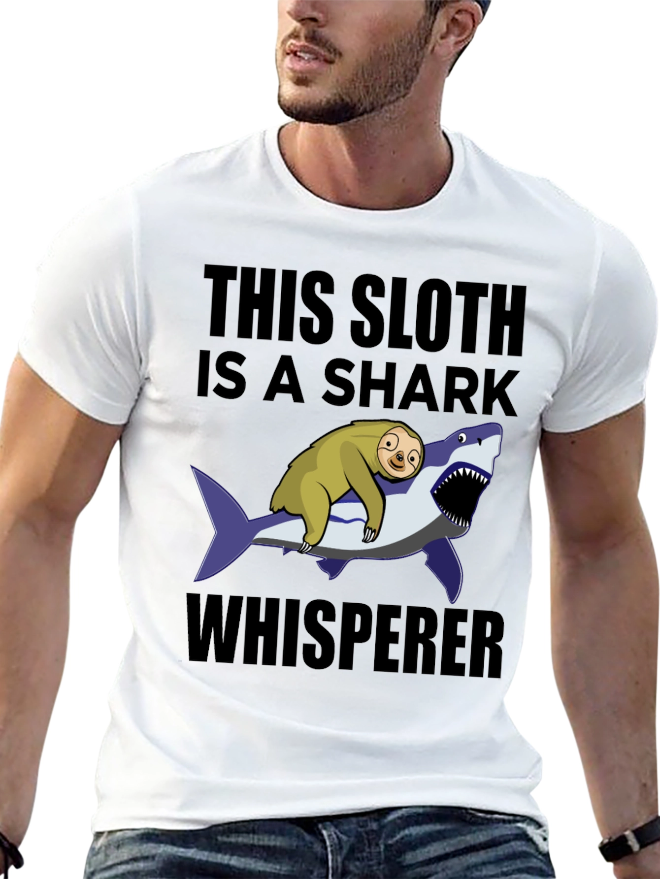 Sloth Shark Whisperer Graphic T-Shirt