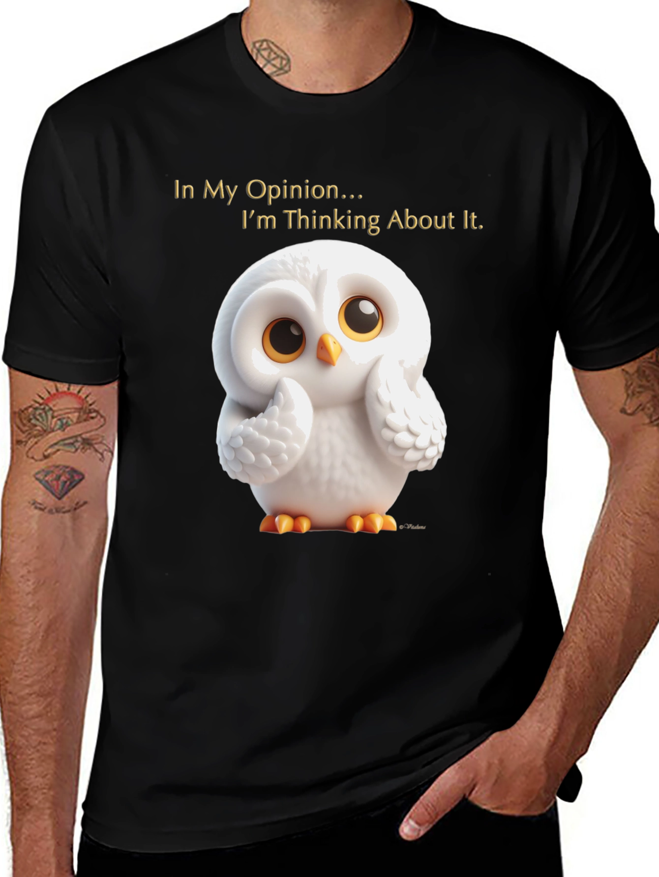 Thinking Owl T-Shirt - Mens Black Graphic Tee