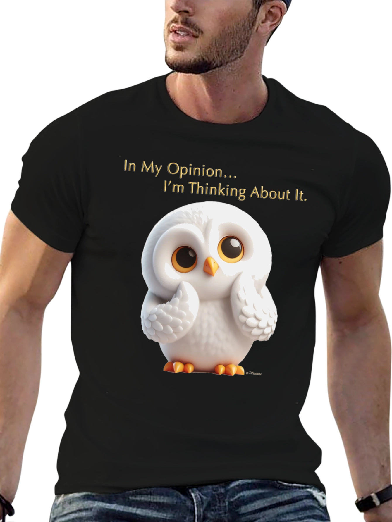 Thinking Owl T-Shirt - Mens Black Graphic Tee