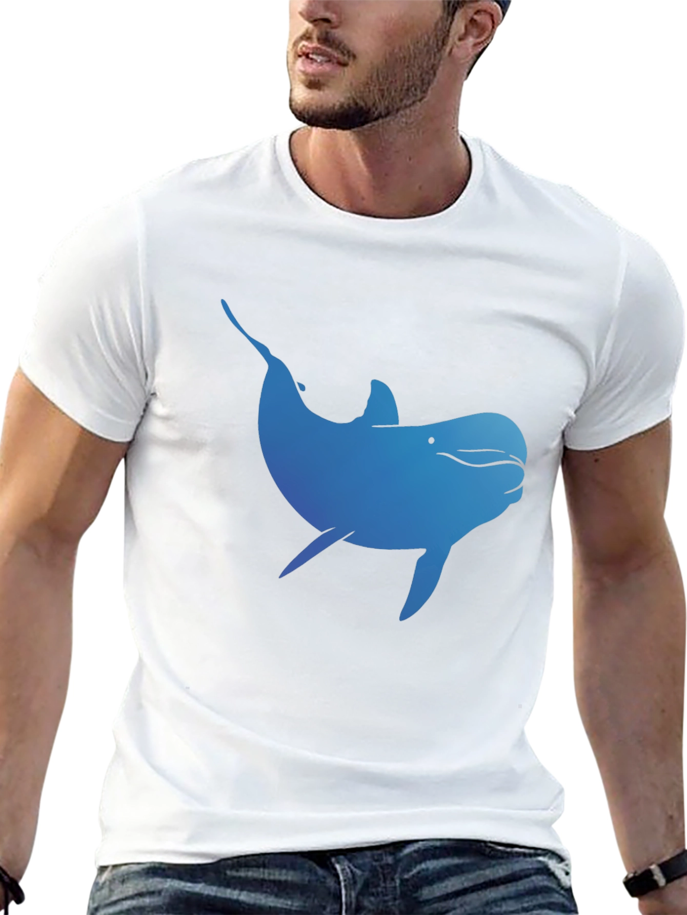 Blue Dolphin Graphic T-Shirt - Black Cotton Tee