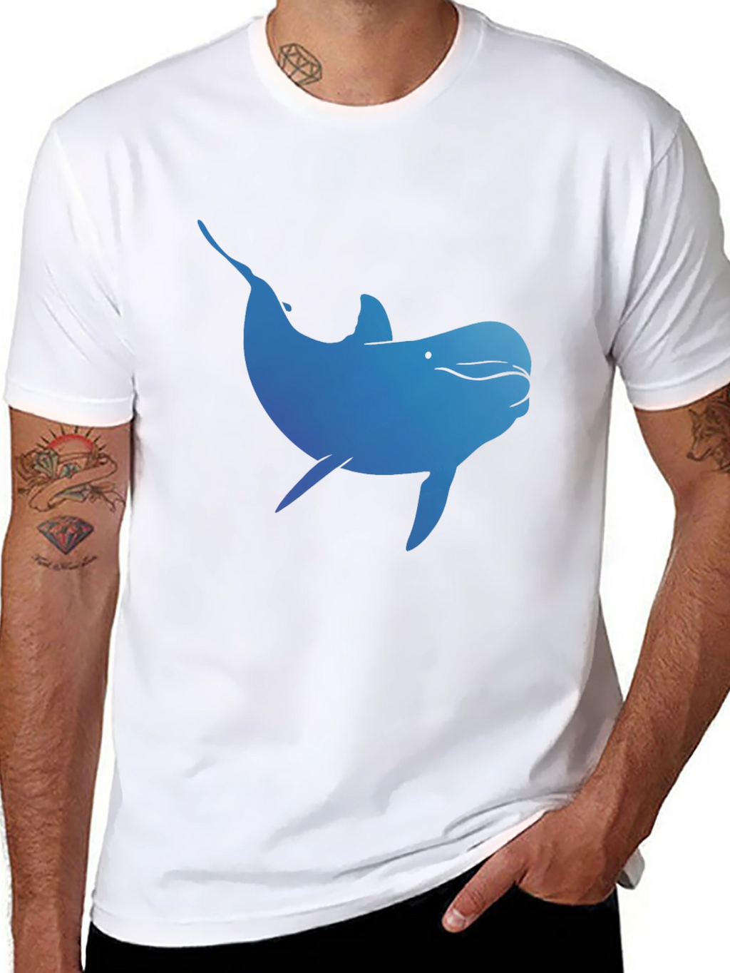 Blue Dolphin Graphic T-Shirt - Black Cotton Tee