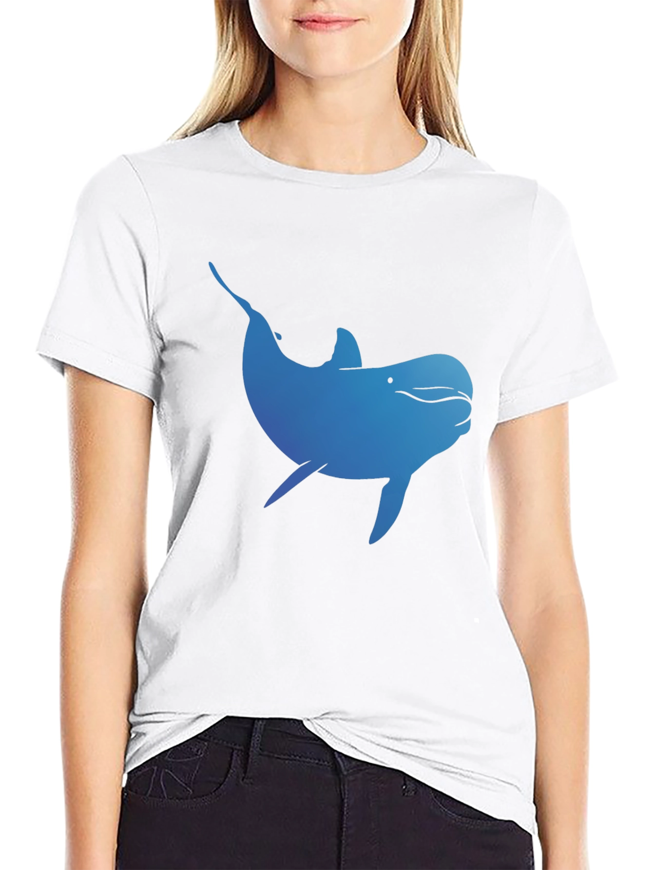 Blue Dolphin Graphic T-Shirt - Black Cotton Tee