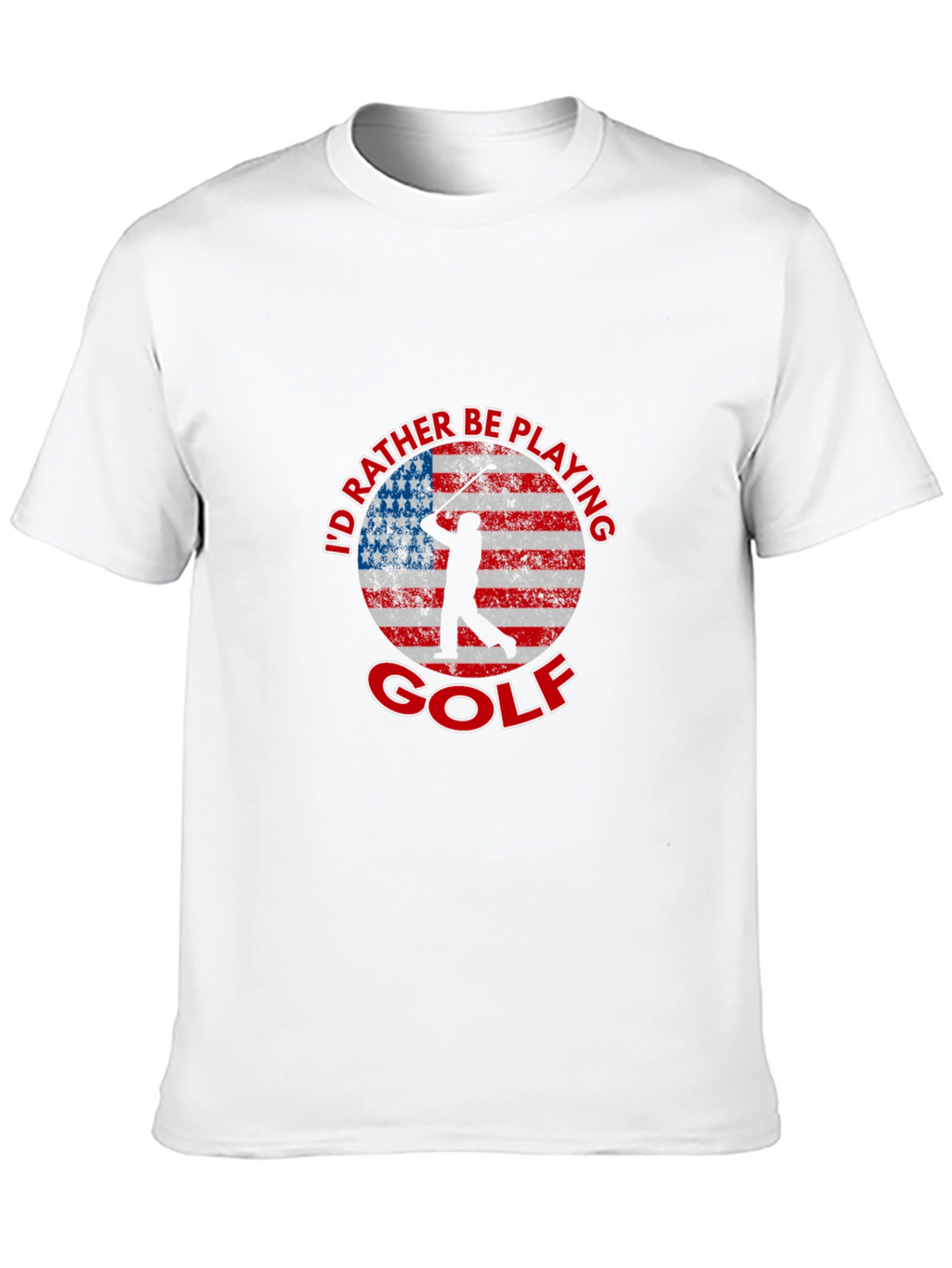 Id Rather Be Playing Golf American Flag T-Shirt