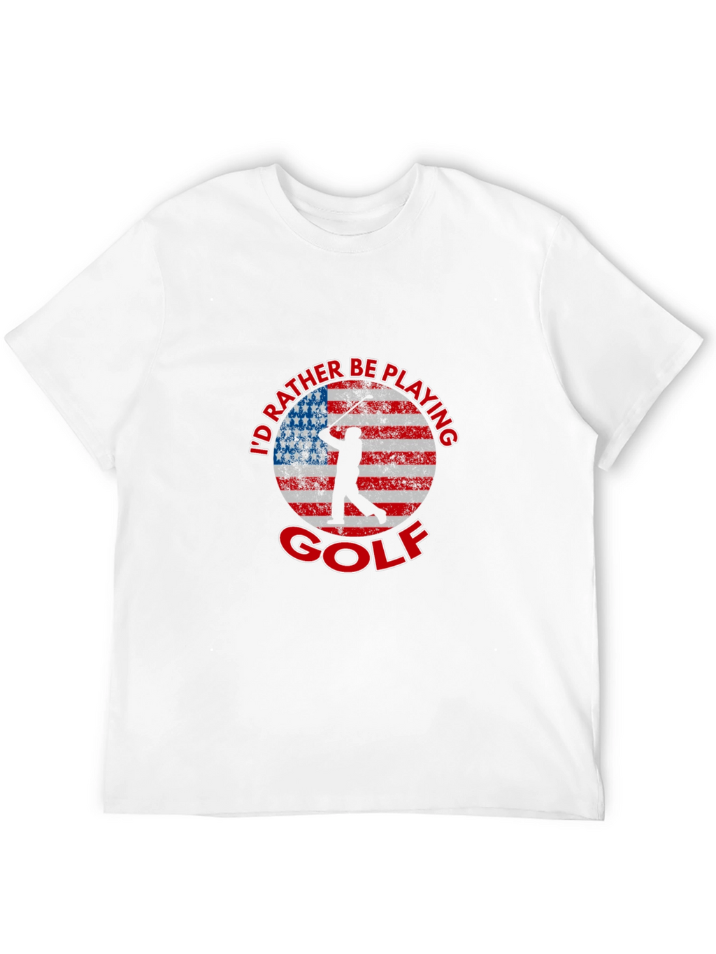 Id Rather Be Playing Golf American Flag T-Shirt