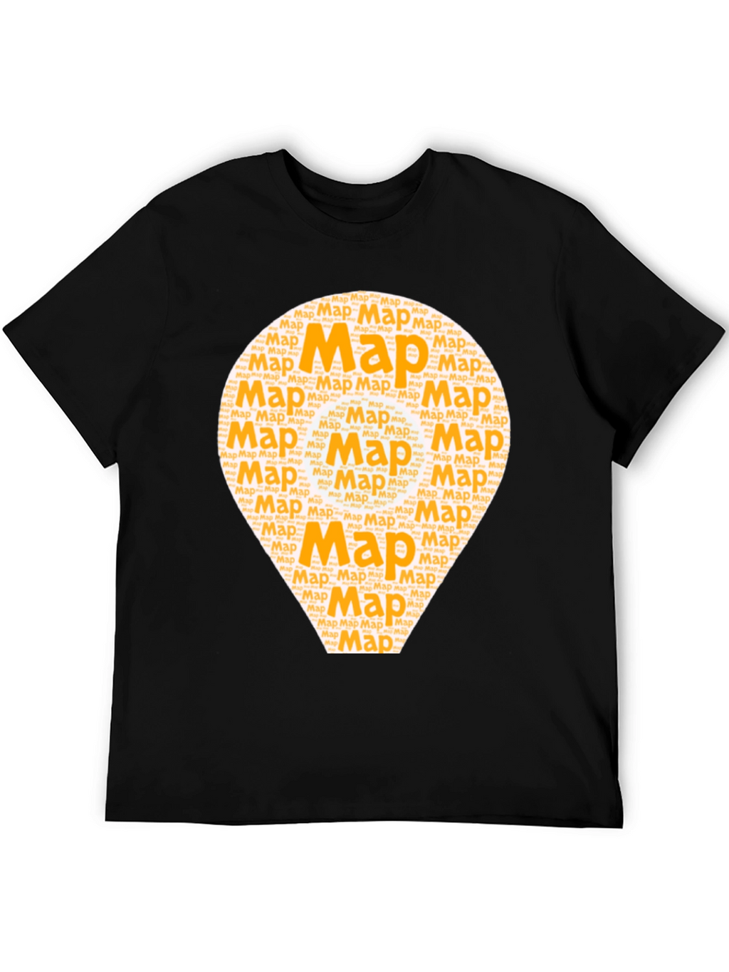 Map Word Art Graphic T-Shirt - Black