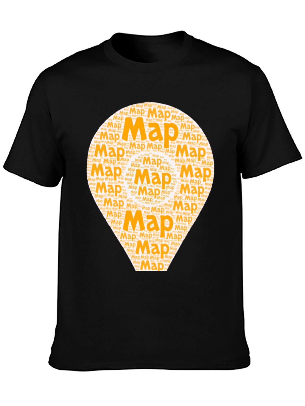 Map Word Art Graphic T-Shirt - Black
