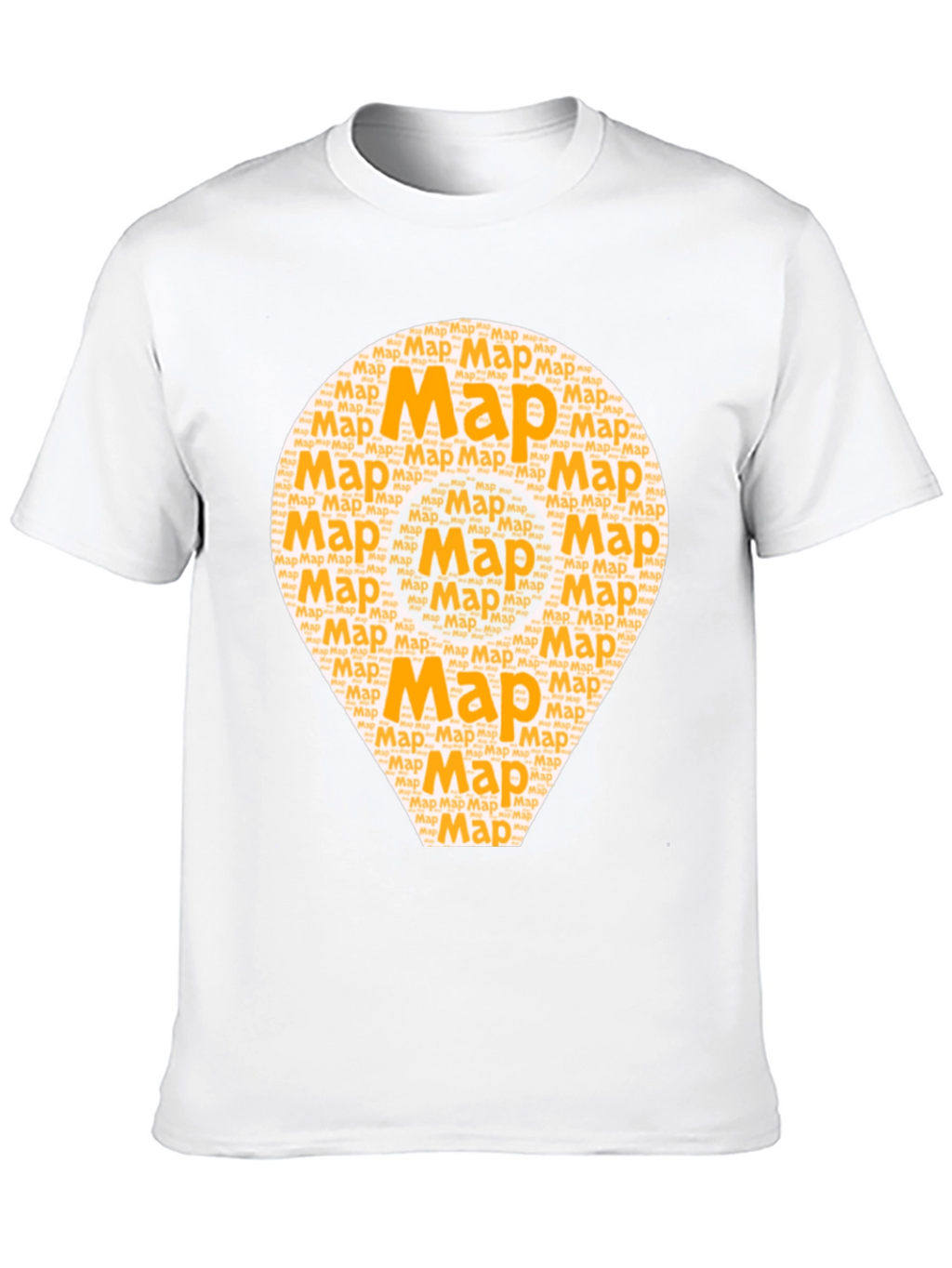 Map Word Art Graphic T-Shirt - Black