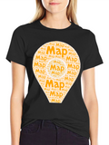 Map Word Art Graphic T-Shirt - Black